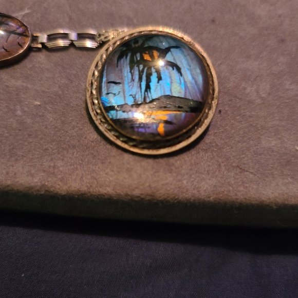 Vintage  deco 1930s morpho butterfly bracelet and broach set - Picture 2 of 2